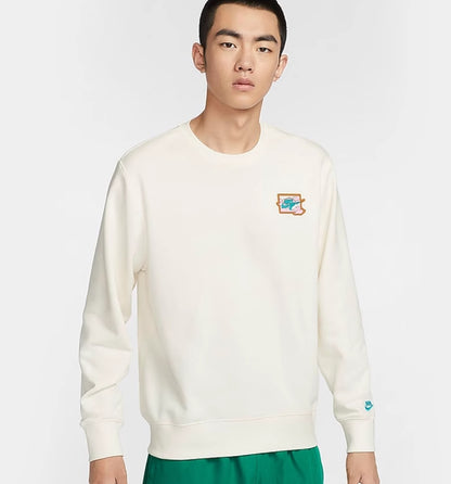 nike club Men's French Terry Crewneck Sweatshirt WHITE