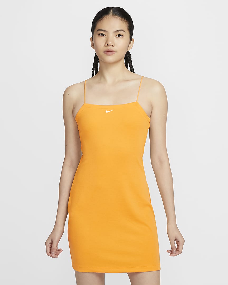 Nike Sportswear Chill Knit Women's tight ribbed suspender dress Orange