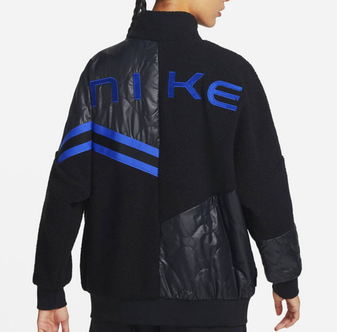 Nike Sherpa women's black plush patchwork loose sports jacket