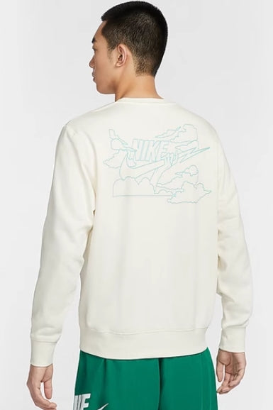 nike club Men's French Terry Crewneck Sweatshirt WHITE