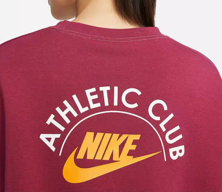 Nike Printing Fleece Sports Round Neck Light Brown Red Hoodie