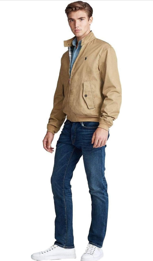 Polo Ralph Lauren Zip-up Jacket In Cotton Serge With Tartan Lining Jackor Man