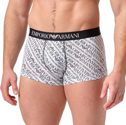 Emporio Armani Men's All Over Logo Elastic Band Trunk 3 Pcs