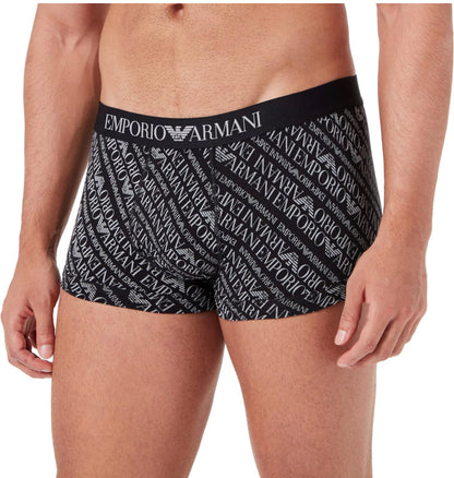 Emporio Armani Men's All Over Logo Elastic Band Trunk 3 Pcs