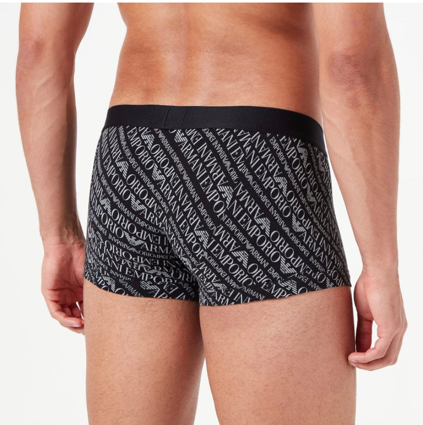 Emporio Armani Men's All Over Logo Elastic Band Trunk 3 Pcs