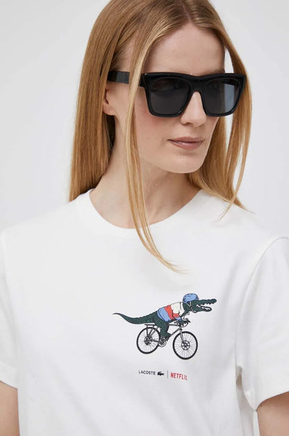 Lacoste cotton T-shirt Lacoste x Netflix
white color