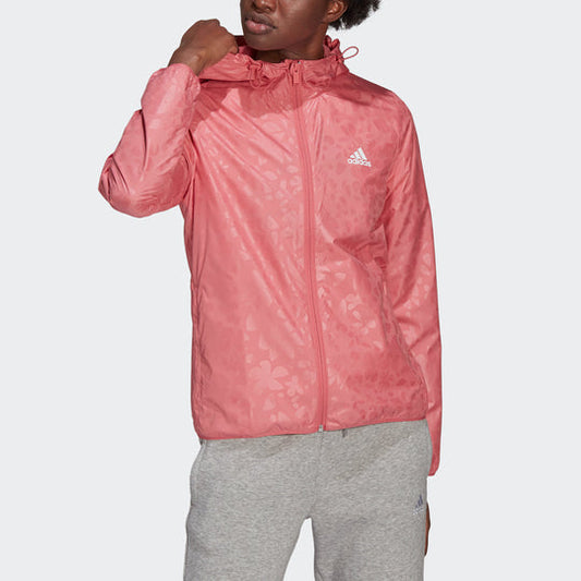 ADIDAS Wb Aop W Flowers Printing Slim Fit Hooded Jacket Rose Red