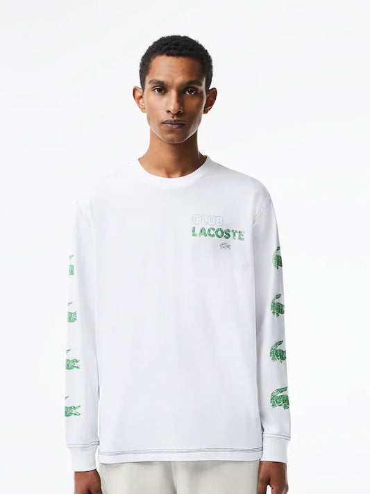 LACOSTE Conversational Printed Oversize Fit Pure Cotton Croc T-shirt