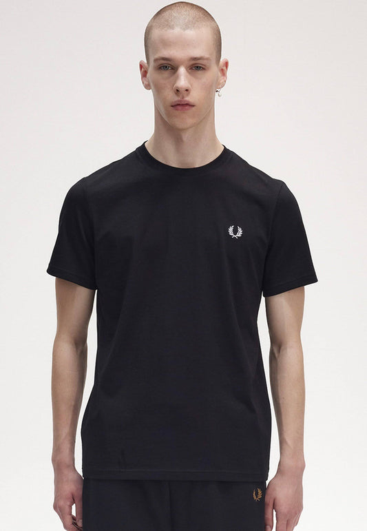 Fred Perry Glitch Laurel Wreath Graphic T-shirt Black