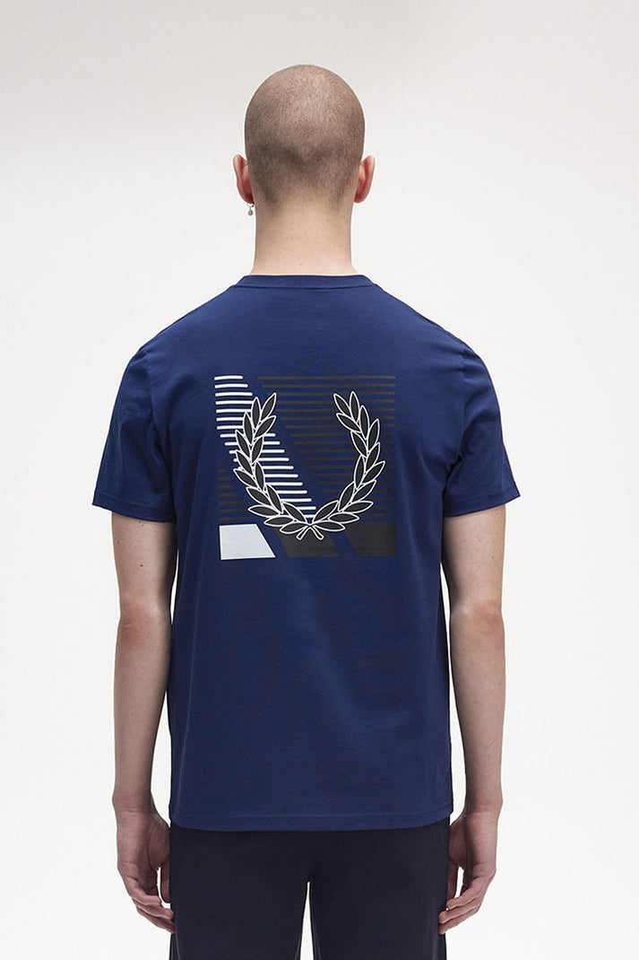 Fred Perry Glitch Laurel Wreath Graphic T-shirt Navy