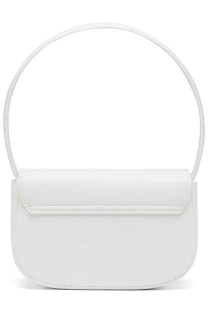 Diesel 1Dr Logo Plaque Shoulder BagWhite