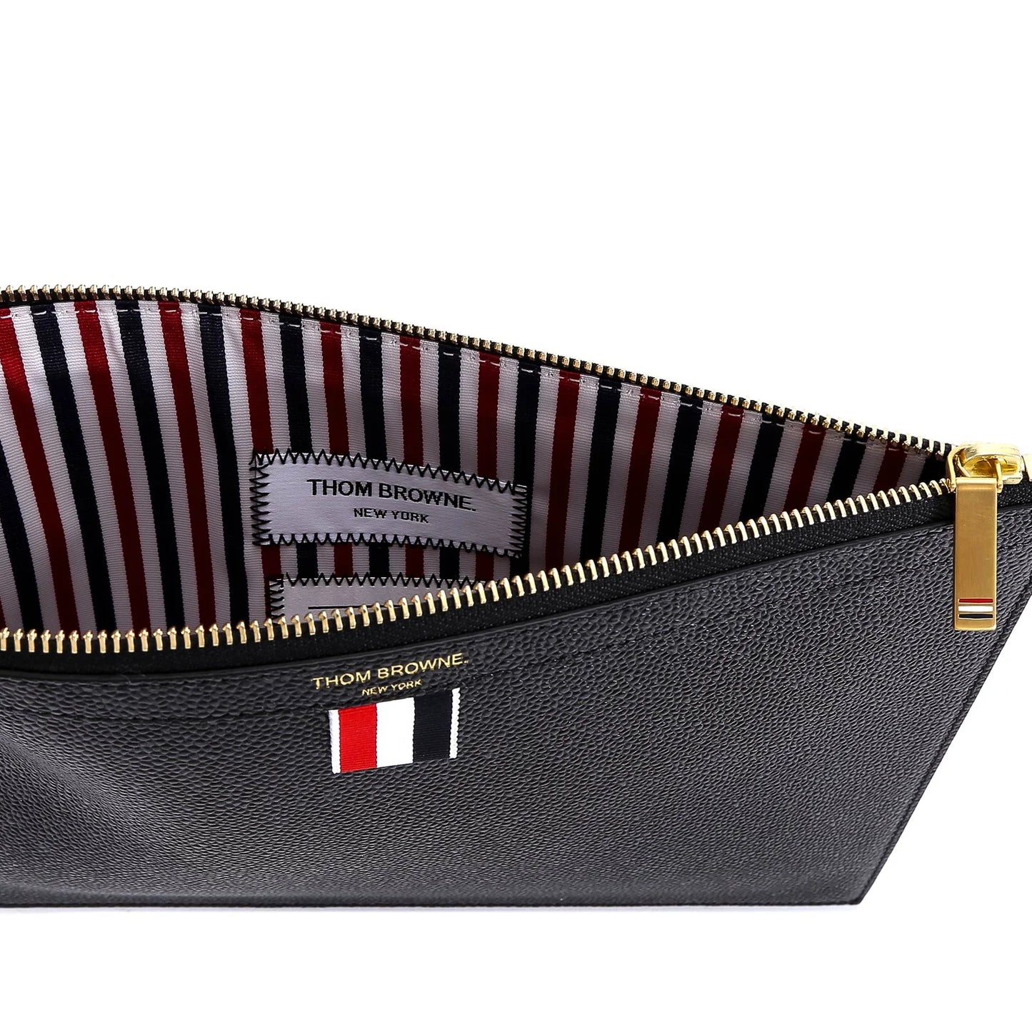 Thom Browne Logo Printed Zipped Clutch Bag