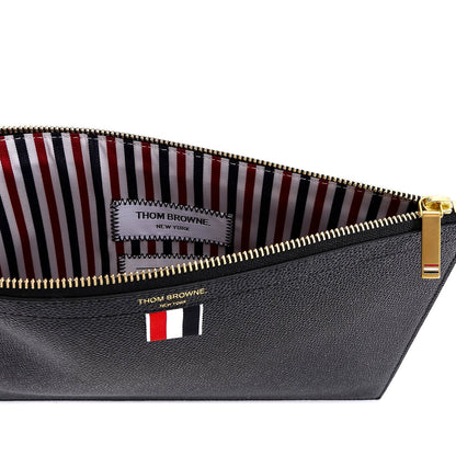 Thom Browne Logo Printed Zipped Clutch Bag