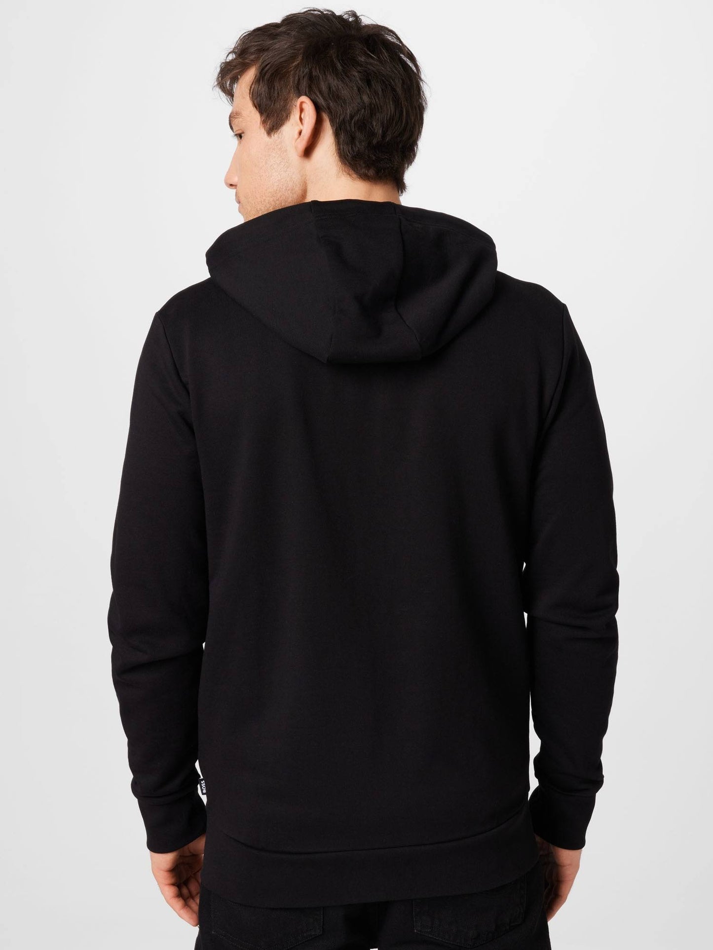 BOSS Mens Seeger 92 Organic-cotton hooded sweatshirt with rubber-print logo Black