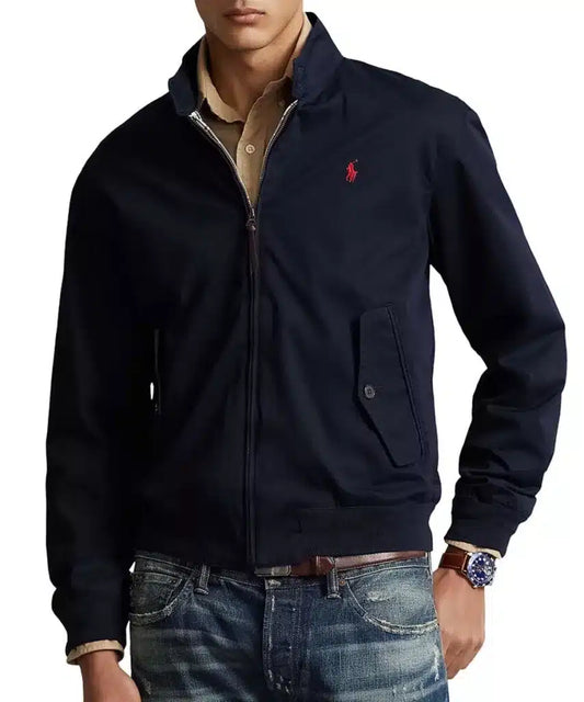 Polo Ralph Lauren Zip-up Jacket In Cotton Serge With Tartan Lining Jackor Man Navy