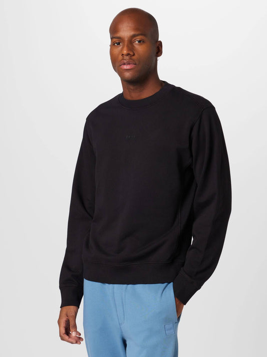 CREW-NECK SWEATSHIRT IN FRENCH TERRY WITH LAYERED LOGO Black