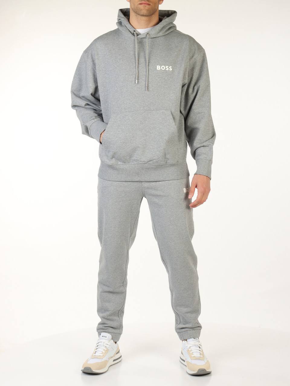 BOSS logo-print drawstring track Grey Suits