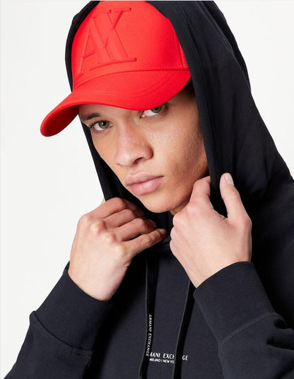 Rubberised logo baseball cap Red