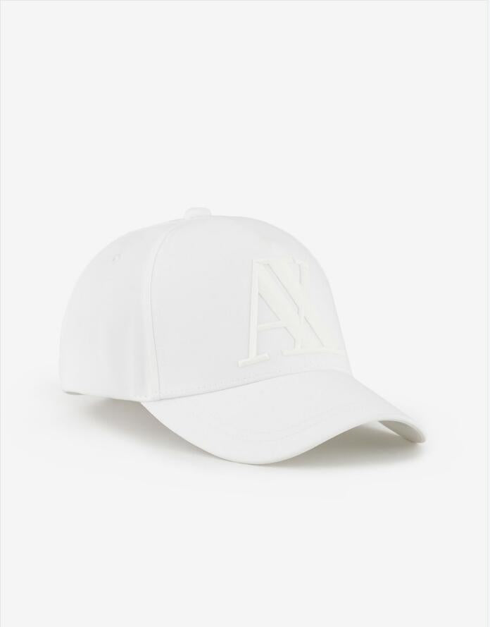 Rubberised logo baseball cap White