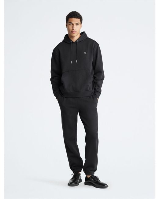 Calvin Klein Men's Black Archive Logo Fleece Drawstring Hoodie