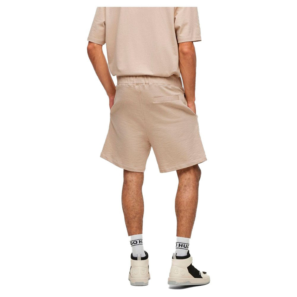 HUGO Men's Sprayed Logo French Terry Comfort Shorts Biege