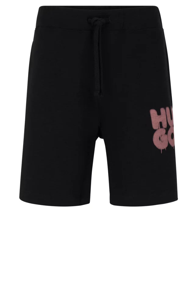 HUGO Men's Sprayed Logo French Terry Comfort Shorts