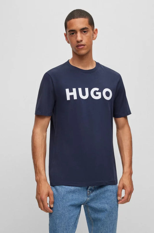 COTTON-JERSEY REGULAR-FIT T-SHIRT WITH LOGO PRINT Navy