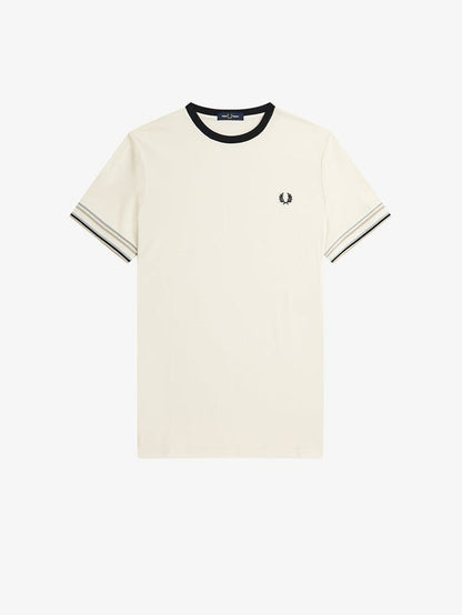 FRED PERRY MEN OLD TIPPED PIQUE T-SHIRT ECRU