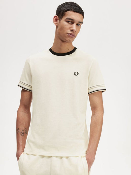 FRED PERRY MEN OLD TIPPED PIQUE T-SHIRT ECRU