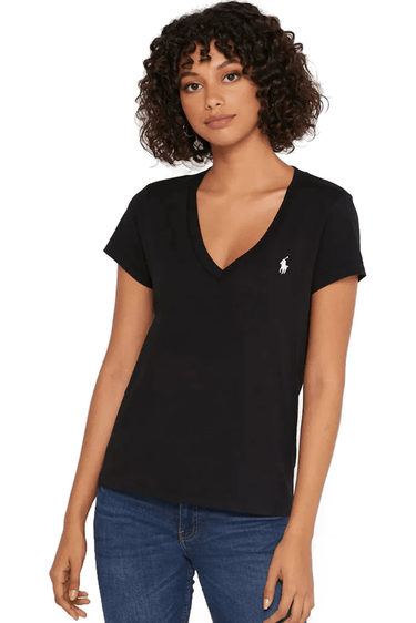 Ralph Lauren Womens Jersey V-Neck Tee - Black