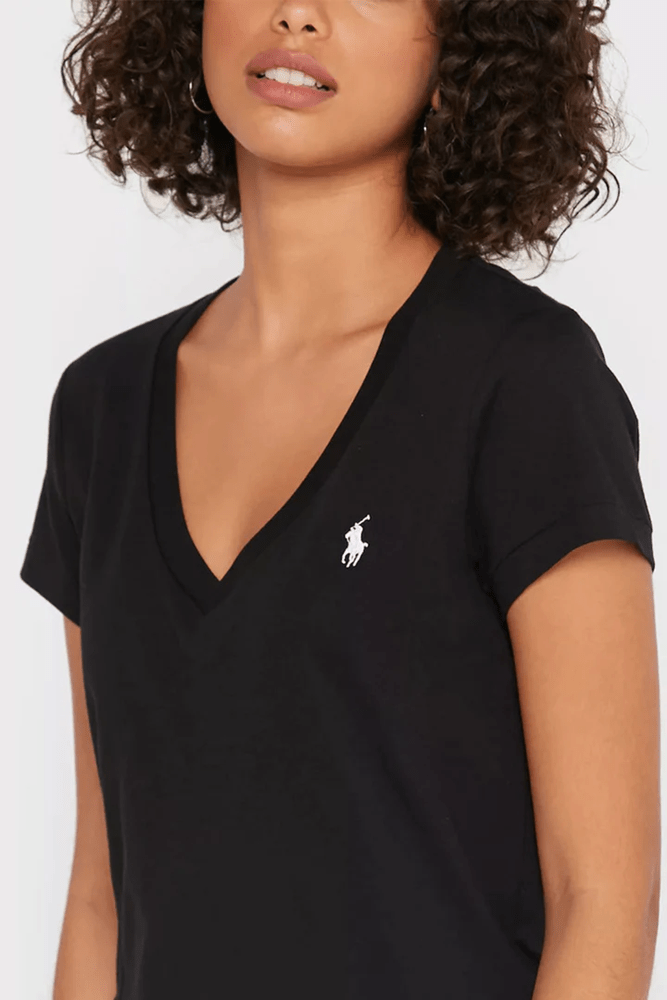 Ralph Lauren Womens Jersey V-Neck Tee - Black