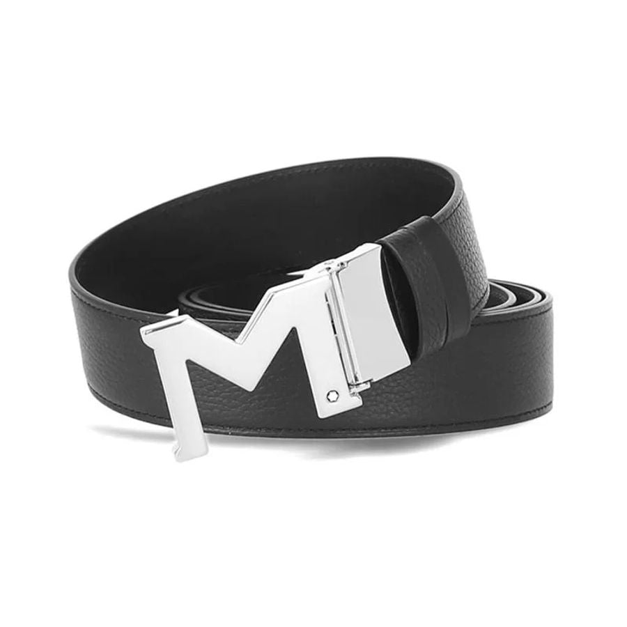 Montblanc M Buckle Black 35 Mm Reversible Leather Belt