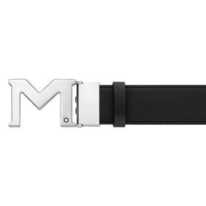 Montblanc M Buckle Black 35 Mm Reversible Leather Belt