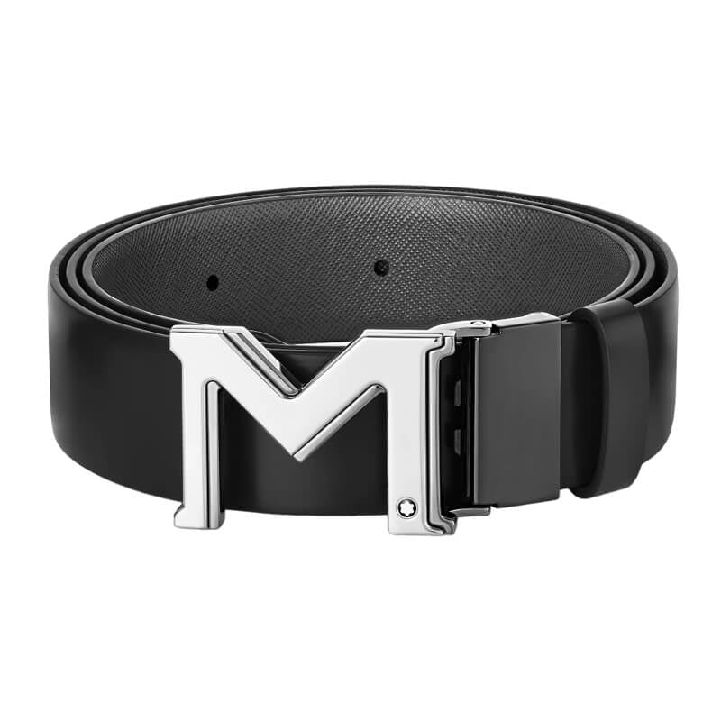 Montblanc M Buckle Black 35 Mm Reversible Leather Belt