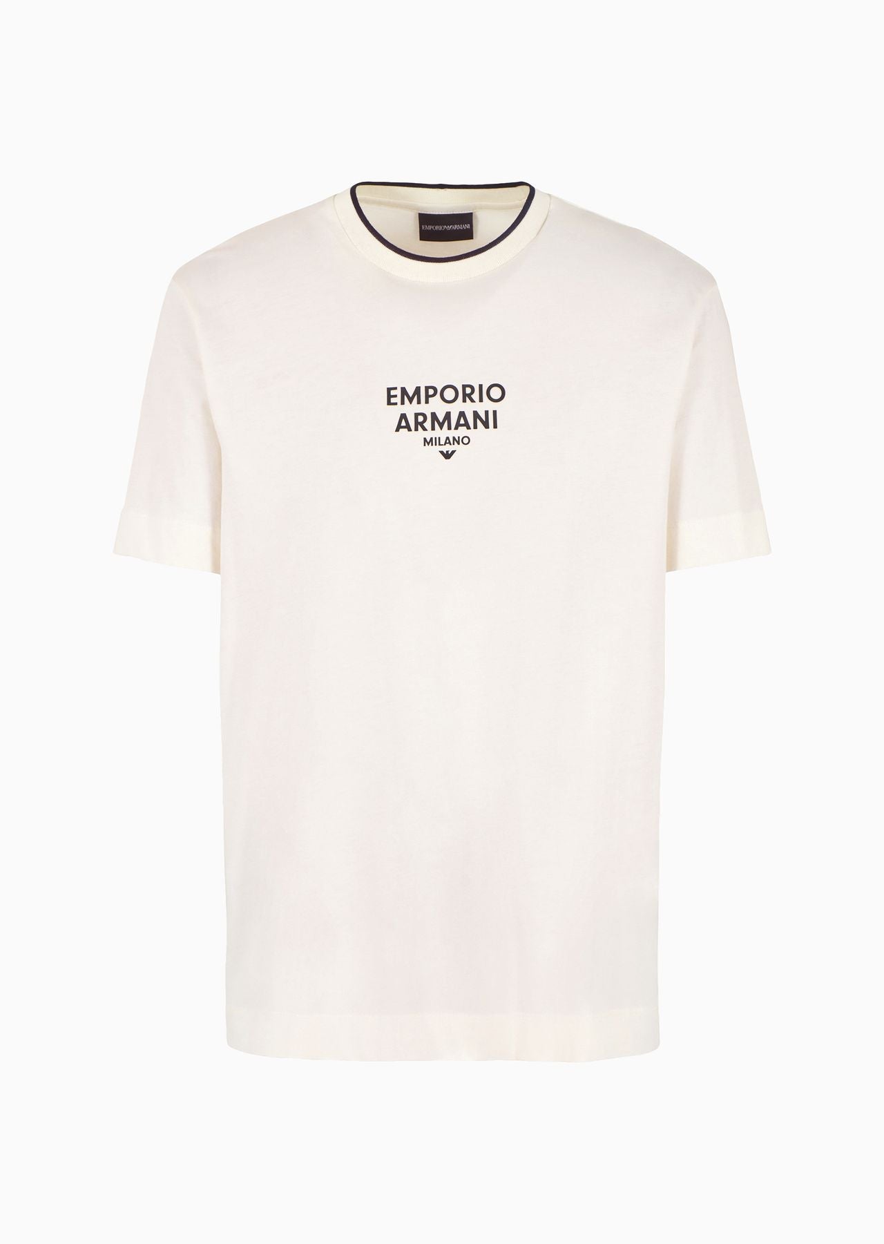 Emporio ArmaniPima jersey T-shirt with rubberised logo Biege