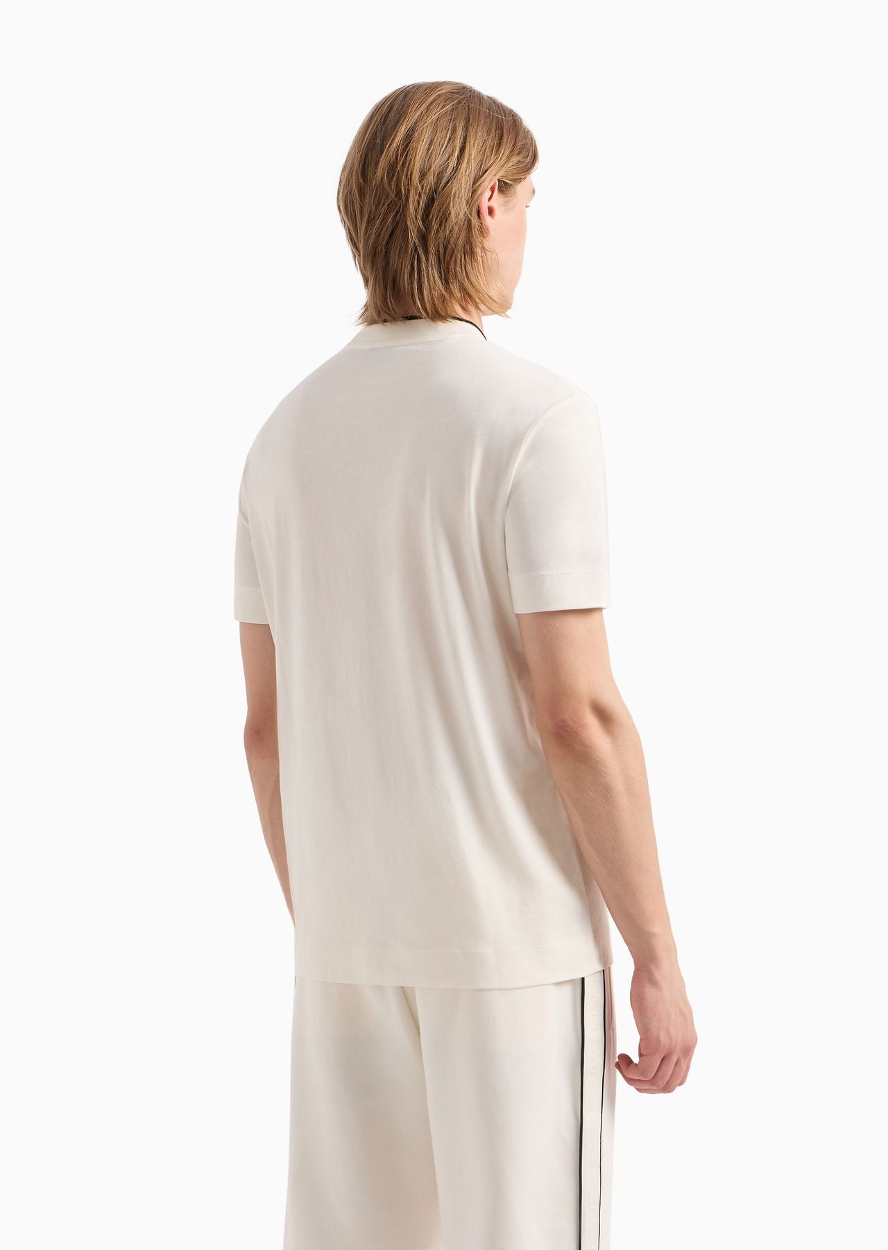 Emporio ArmaniPima jersey T-shirt with rubberised logo Biege