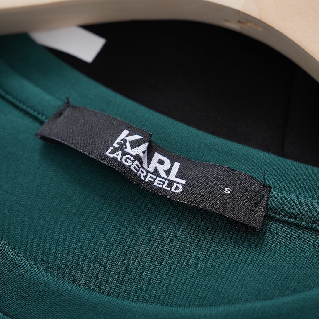 KARL LAGERFELD PARIS Green Kocktai Logo With Matte Sunglasses T-shirt