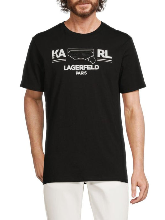 KARL LAGERFELD PARIS Black Kocktai Logo With Matte Sunglasses T-shirt