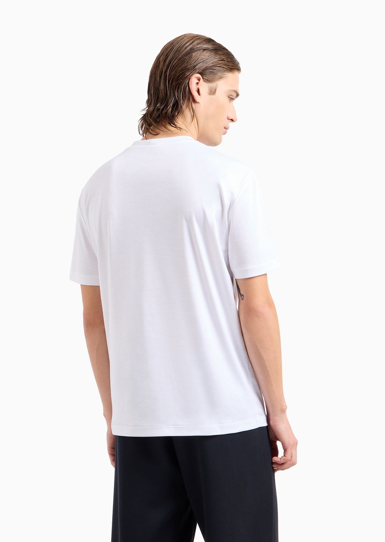 GIORGIO ARMANI Pure cotton interlock crew-neck T-shirt White