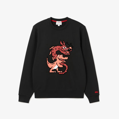 Lacoste Dragon Print Unbrushed Fleece Sweatshirt Black