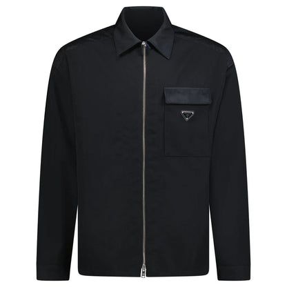 PRADA Triangle Zip Re-Nylon/ Wool Overshirt Jacket Black