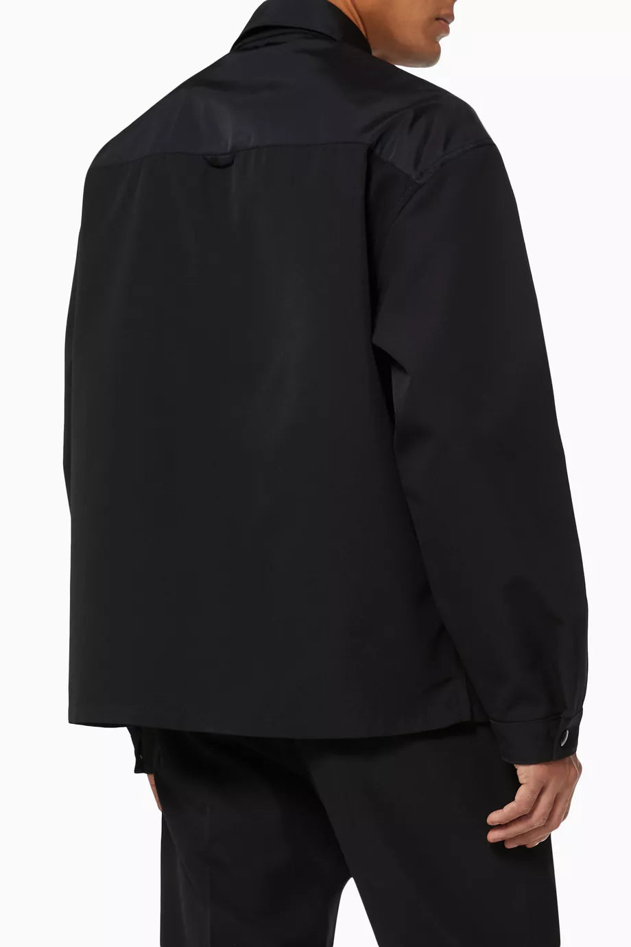 PRADA Triangle Zip Re-Nylon/ Wool Overshirt Jacket Black