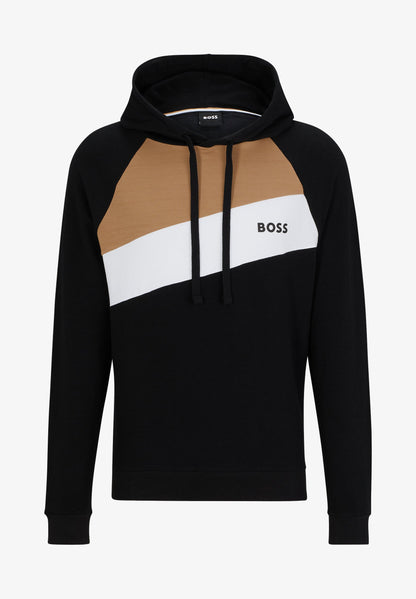 BOSS SIGNATURE-STRIPE HOODIE WITH EMBROIDERED LOGO