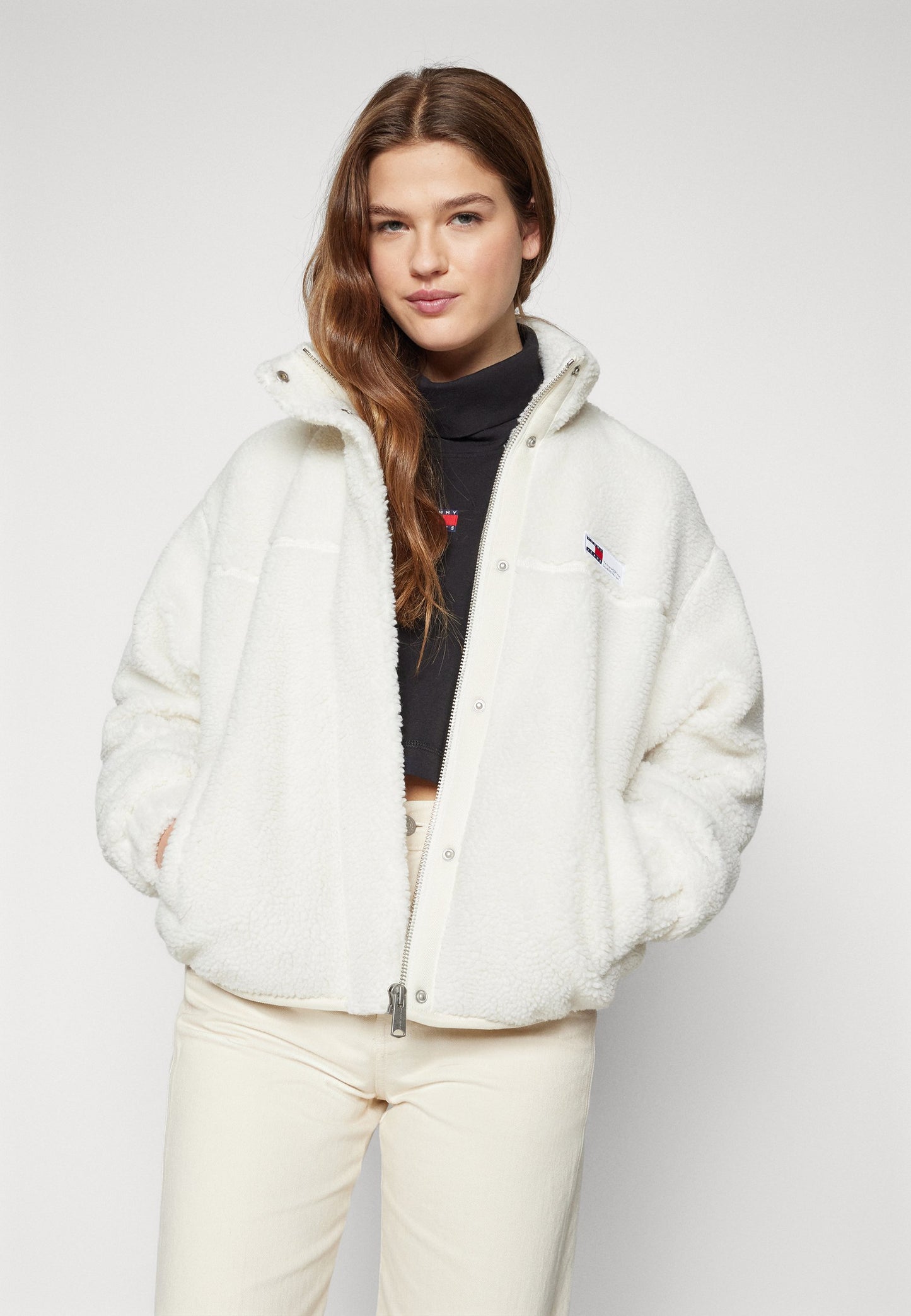 Tommy Jeans Fleece jacket - ancient white