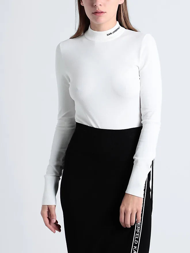 karl logo turtle-neck sweater white