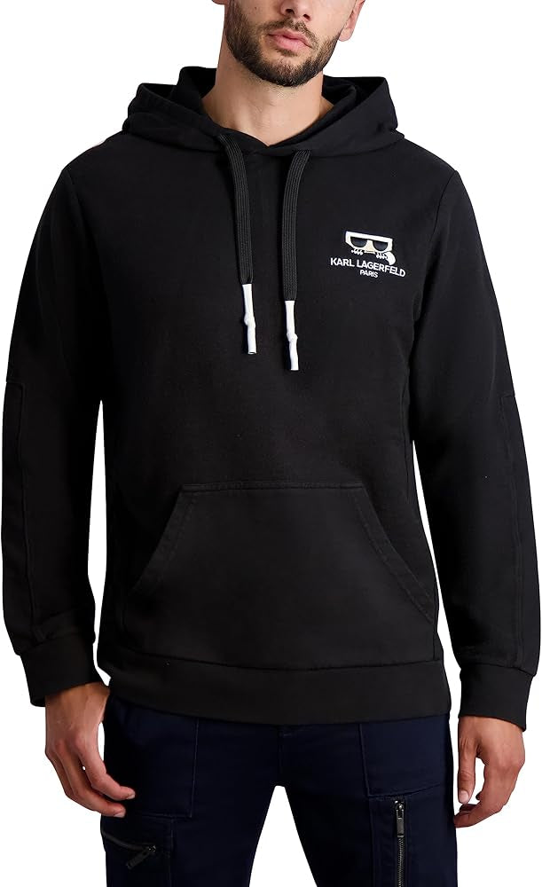 KARL LAGERFELD Men's Reverse French Terry Hoodie with Kocktail