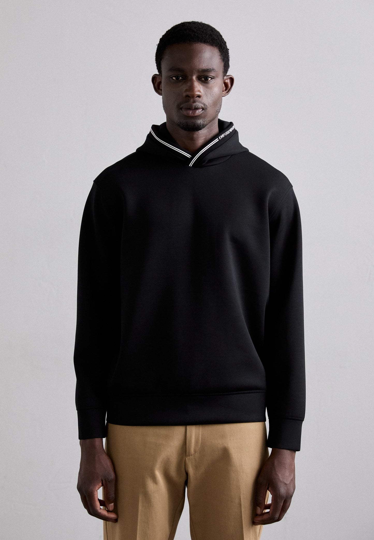 EMPORIO ARMANI HOODED SWEATSHIRT IN BONDED JERSEY