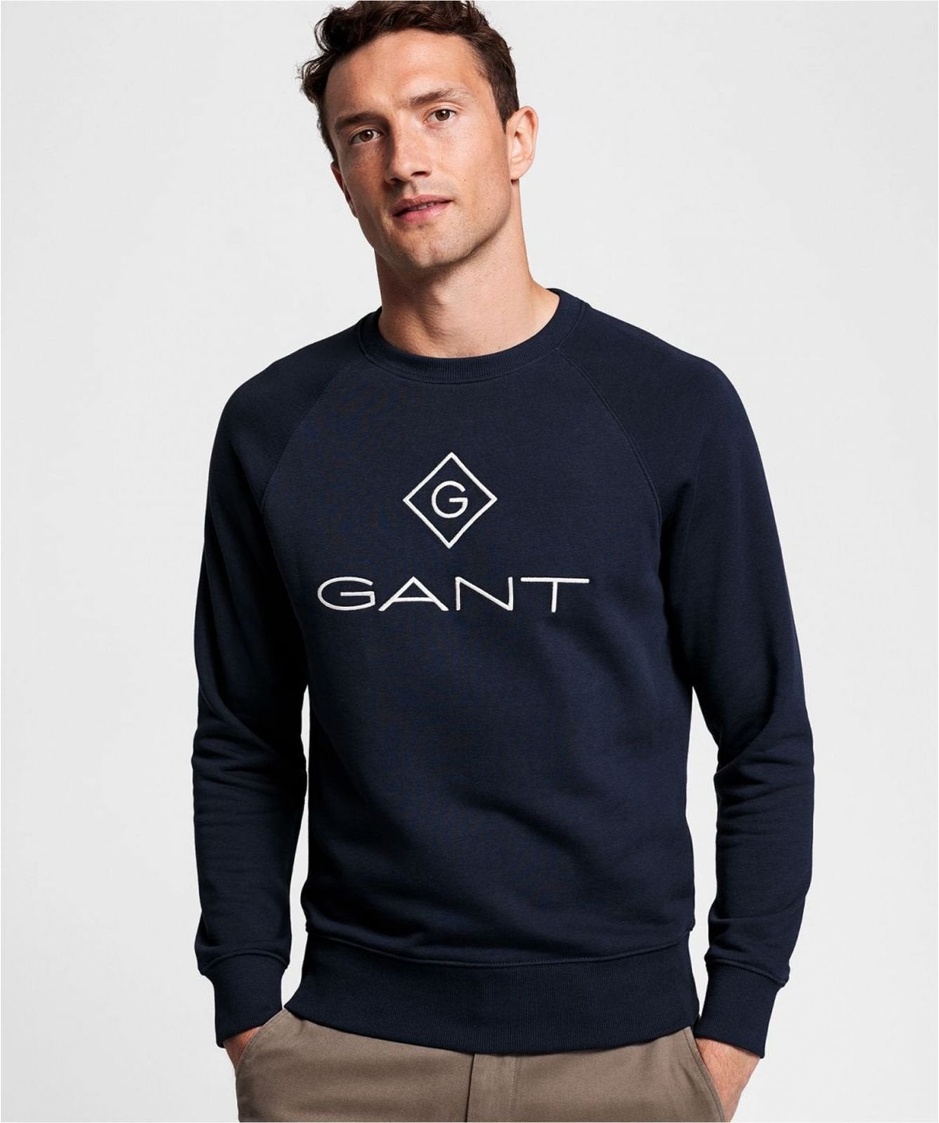 Gant Crew Neck Lock Up Sweatshirt Navy