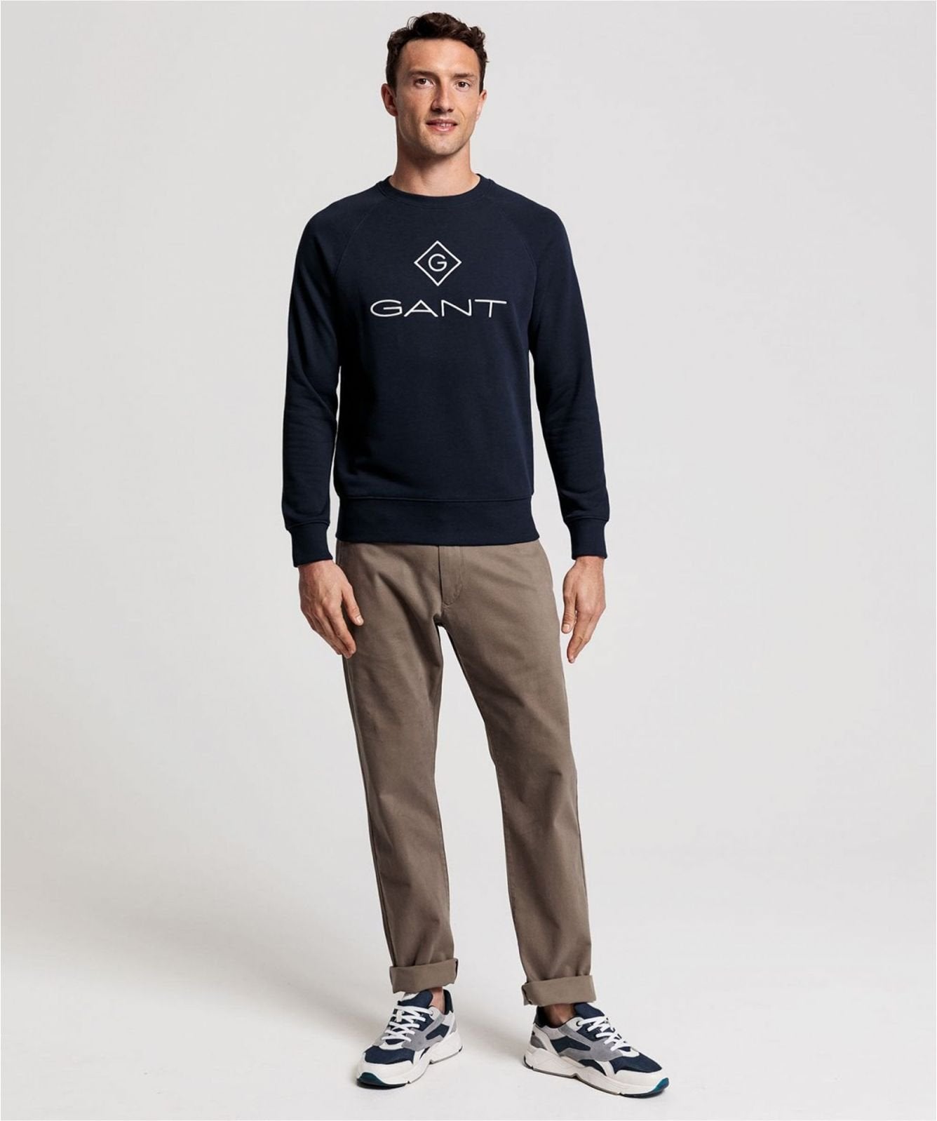 Gant Crew Neck Lock Up Sweatshirt Navy