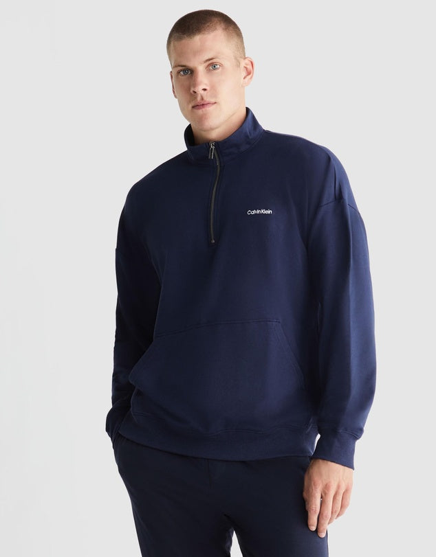 Calvin Klein MICRO LOGO Q ZIP - Sweatshirt - Navy Blue